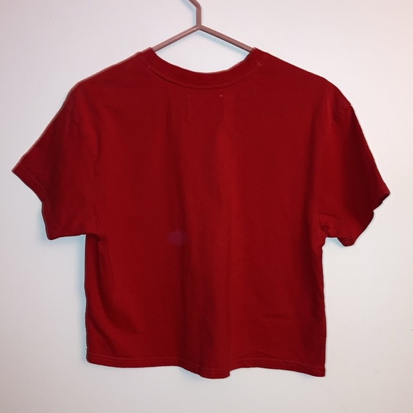 Champion red tee with white lettering baggy crop tee. - Picture 2 of 4